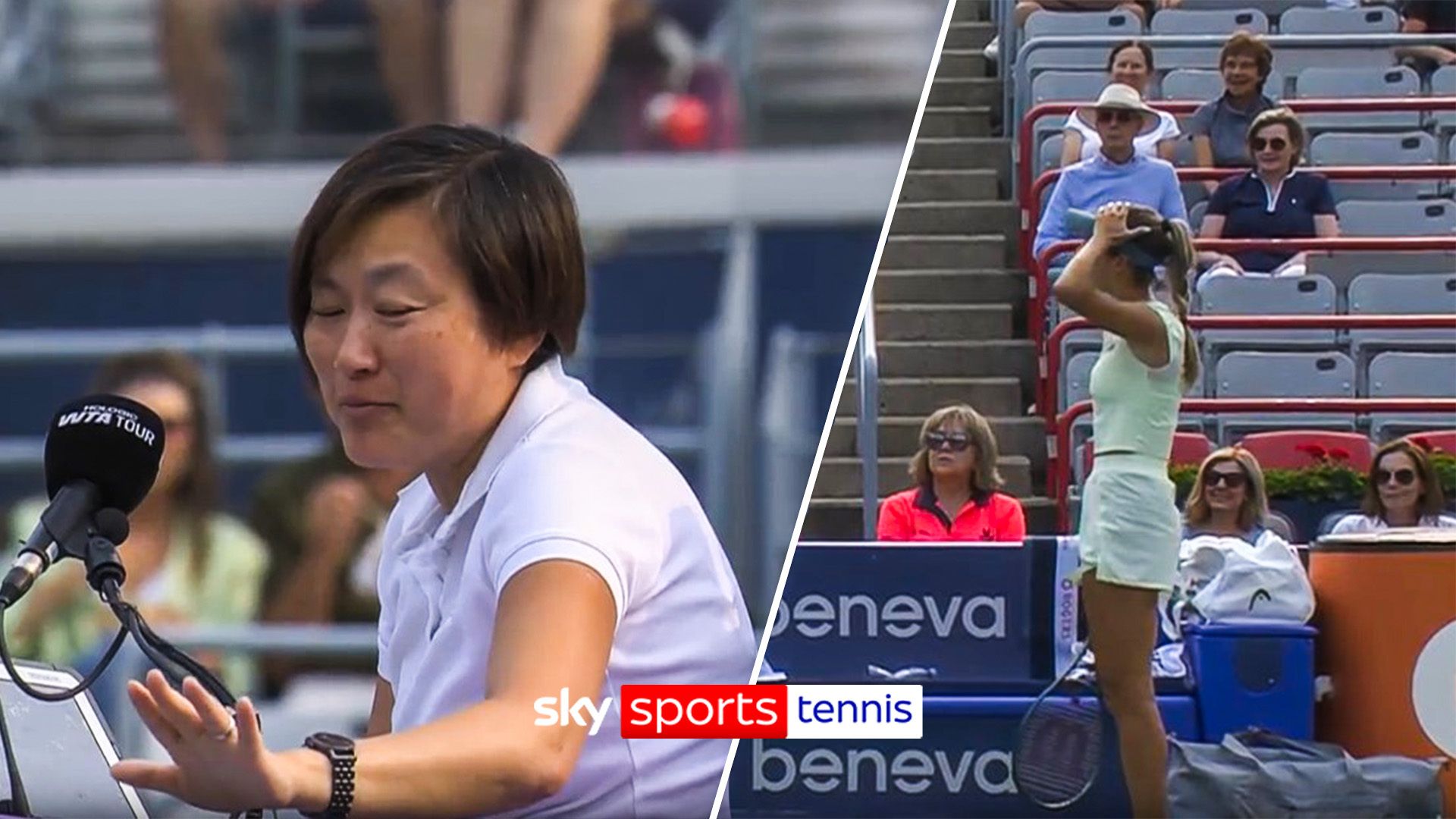OUCH! Ever been hit by a tennis ball?! Umpire laughs off being accidentally slammed!