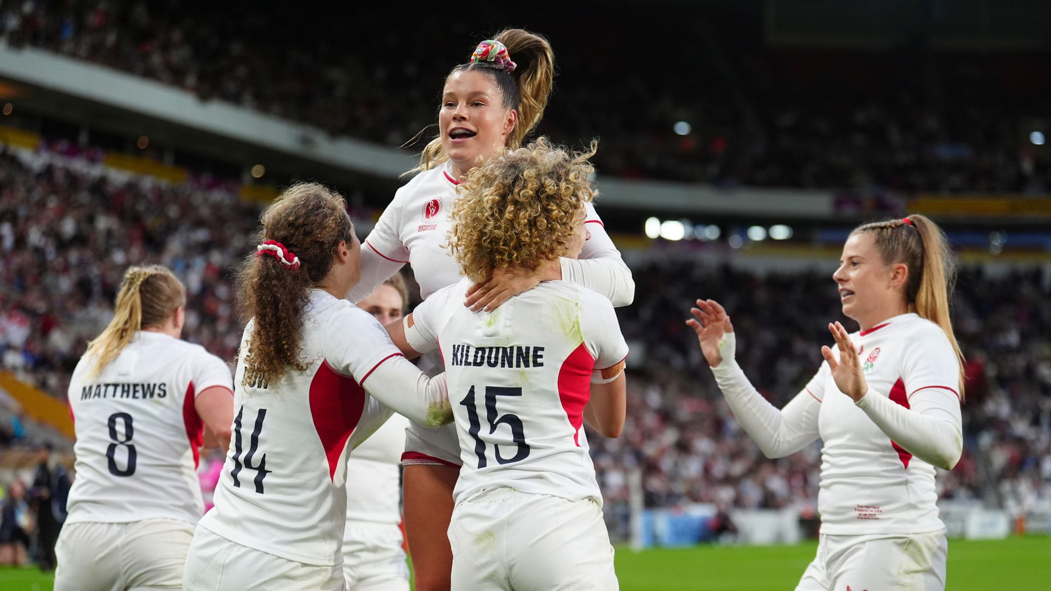 Red Roses Rugby Try Women's Rugby World Cup: Red Roses make ideal tournament start in 11 ...