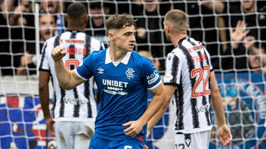 Findlay Curtis celebrates after equalising for Rangers at St Mirren