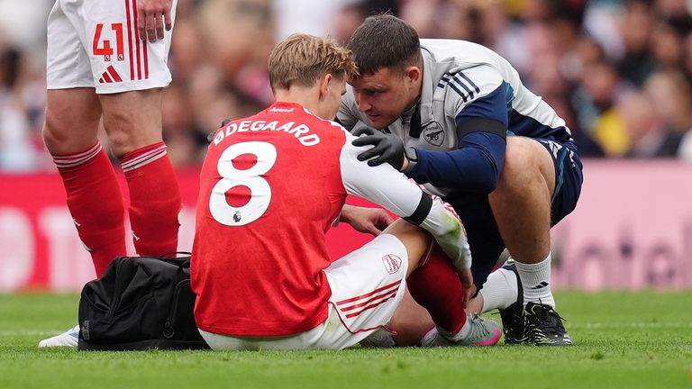Martin Odegaard was eventually replaced against Leeds after picking up a shoulder injury