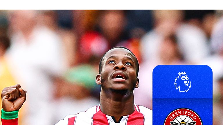 Brentford's Dango Ouattara celebrates scoring their side's first goal of the game during the Premier League match at the Gtech Community Sta