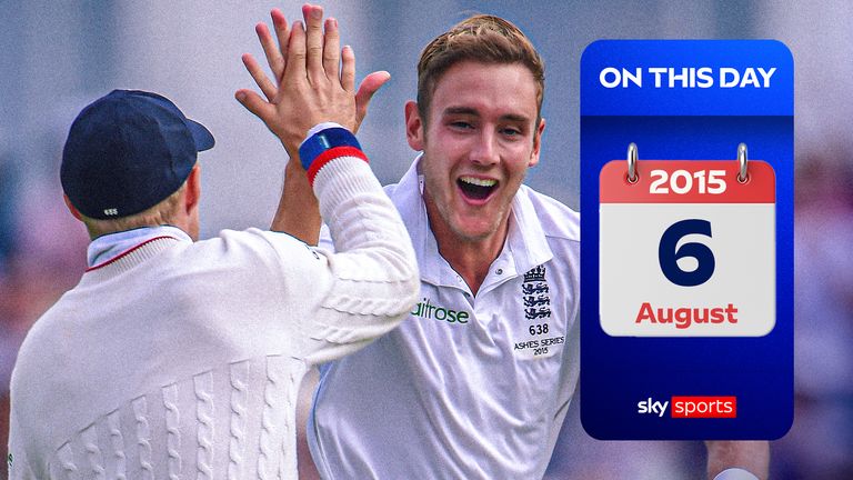 Broad celebrates wicket.