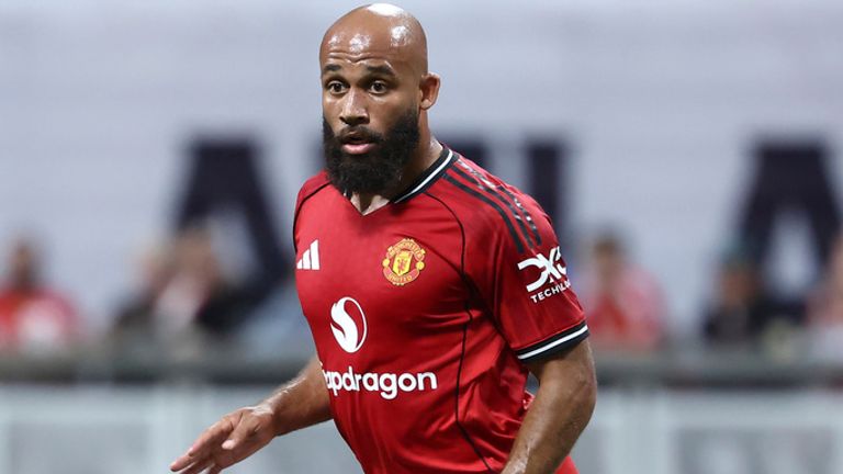 Bryan Mbeumo playing on his Man Utd debut against Everton in the Premier League Summer Series