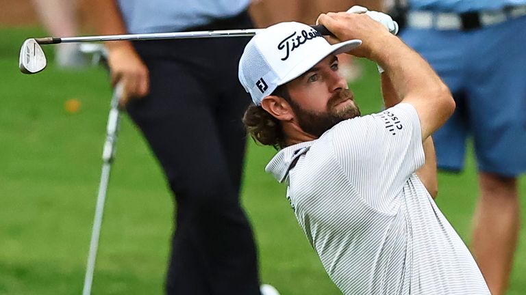 Cameron Young on the 18th hole in the third round of the Wyndham Championship