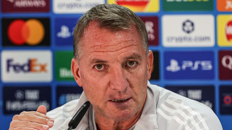 LENNOXTOWN, SCOTLAND - AUGUST 19: Celtic Manager Brendan Rodgers during a Celtic MD-1 press conference at Celtic Park, on August 19, 2025, in Glasgow, Scotland. (Photo by Craig Williamson / SNS Group)