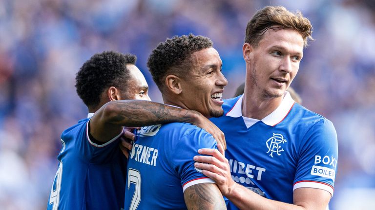 Danilo (L), James Tavernier (C) and Kieran Dowell (R) were all on the bench as Rangers played Viktoria Plzen