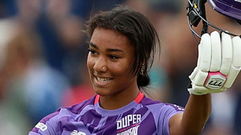 Teenager Davina Perrin hit the fastest ton in women's Hundred and the second fastest overall for the Northern Superchargers