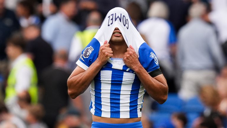 Diego Gómez de Brighton reacciona al ecualizador tardío de Fulham