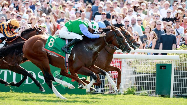 Diego Velazquez wins The Aga Khan Studs Prix Jacques le Marois (Group 1) in Deauville, France, 17/08/2025, photo: Zuzanna Lupa