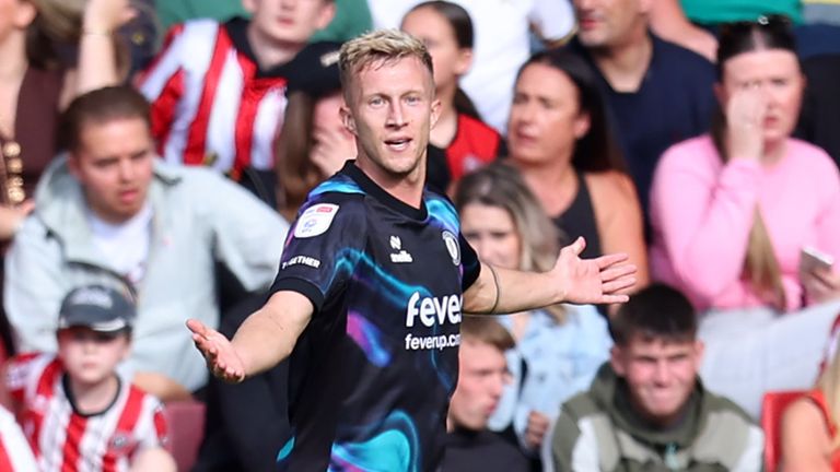 Ross McCrorie celebrates after restoring Bristol City's lead at Bramall Lane