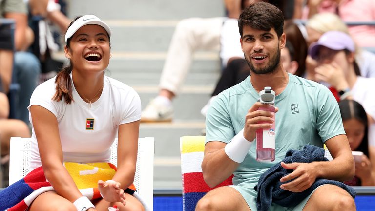 Emma Raducanu and Carlos Alcaraz teamed up for the star-studded US Open mixed doubles tournament