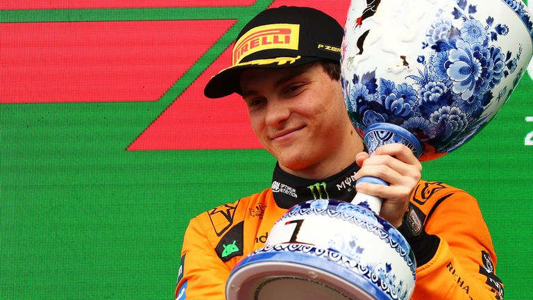 Oscar Piastri celebrates victory at the 2025 Dutch Grand Prix
