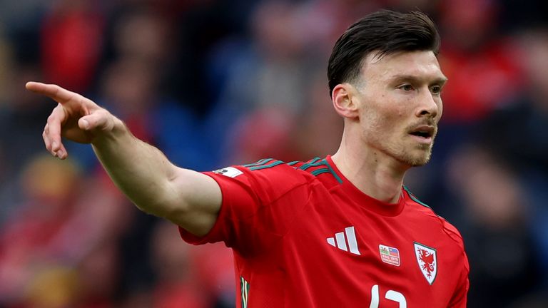 Wales striker Kieffer Moore during the World Cup qualifier against Liechtenstein