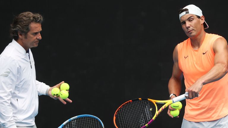 Francis Roig coaching with Rafael Nadal