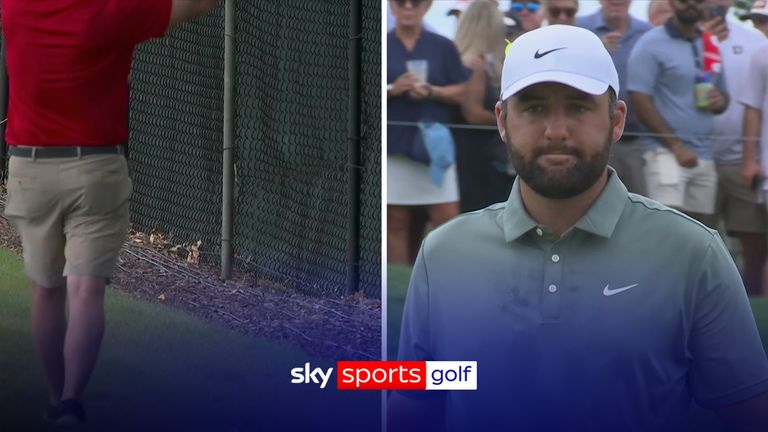 Scottie Scheffler hit his opening shot out of bounds before impressively recovering to make just bogey on the first hole of his final round at the Tour Championship.