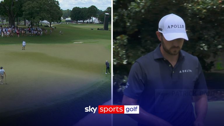 Patrick Cantlay's hopes of winning the Tour Championship were dealt a blow as he four-putted on the second hole of his final round to register a double bogey.