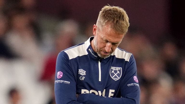 West Ham boss Graham Potter during the defeat to Chelsea