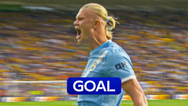 Haaland scores Man City third.
