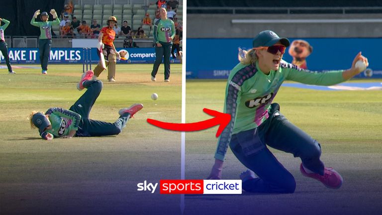 val Invincibles' Sophia Smale got her redemption after dropping Birmingham Phoenix's Marie Kelly, then moments later dismissing her with this excellent grab.