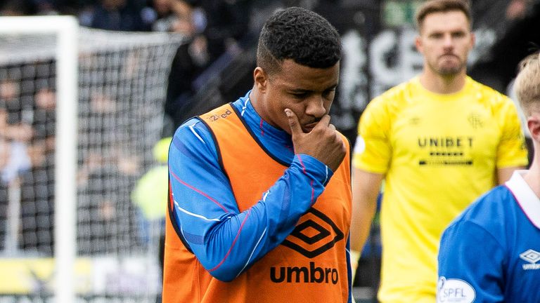 PAISLEY, SCOTLAND - AUGUST 24: Rangers&#39; Hamza Igamane at full time during a William Hill Premiership match between St Mirren and Rangers at the SMiSA Stadium, on August 24, 2025, in Paisley, Scotland. (Photo by Alan Harvey / SNS Group)