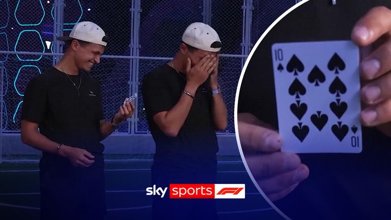 McLaren's Lando Norris was left shocked by magician Steven Frayne, formerly known as Dynamo, as he performed a series of stunning magic tricks.