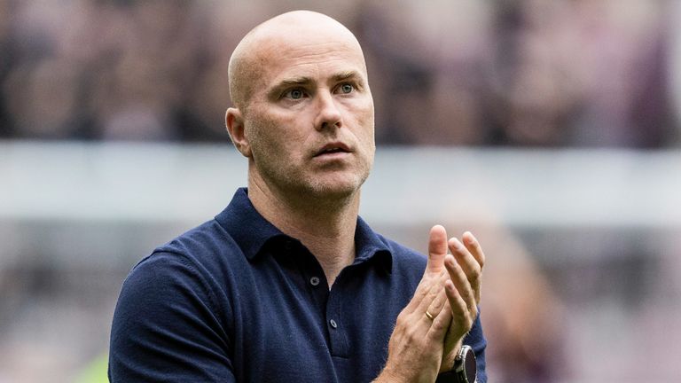 EDINBURGH, SCOTLAND - AUGUST 23: Motherwell manager Jens Berthel Askou at full time during a William Hill Premiership match between Heart of Midlothian and Motherwell at Tynecastle Park, on August 23, 2025, in Edinburgh, Scotland. (Photo by Mark Scates / SNS Group)