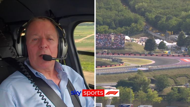 Martin Brundle, Hungaroring'in etrafında bir helikopter alırken bilgilendirici bir parça rehberi sağladı.