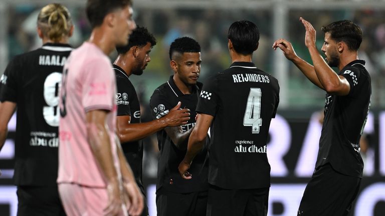 Tijjani Reijnders celebrates scoring his second