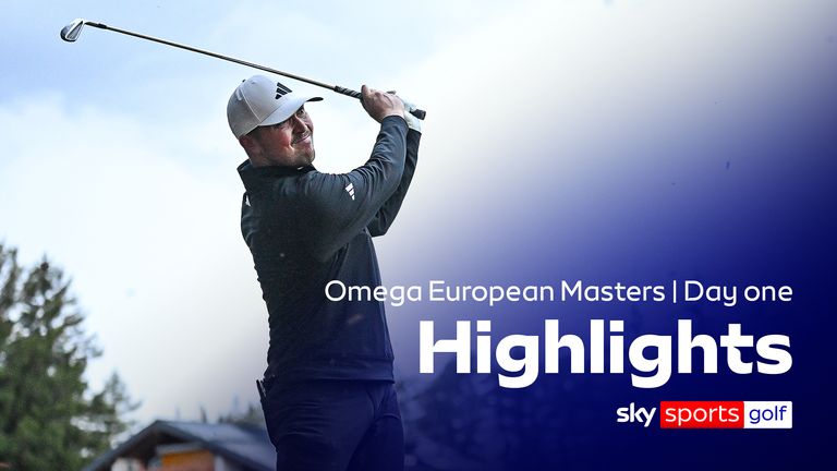 Richard Mansell of England plays his second shot on the ninth hole on Day One of the Omega European Masters