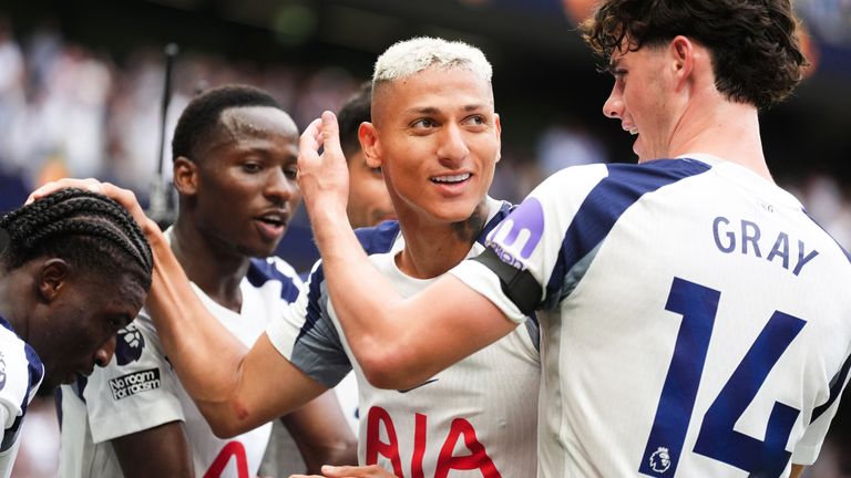 Tottenham's Richarlison celebrates scoring his side's second goal