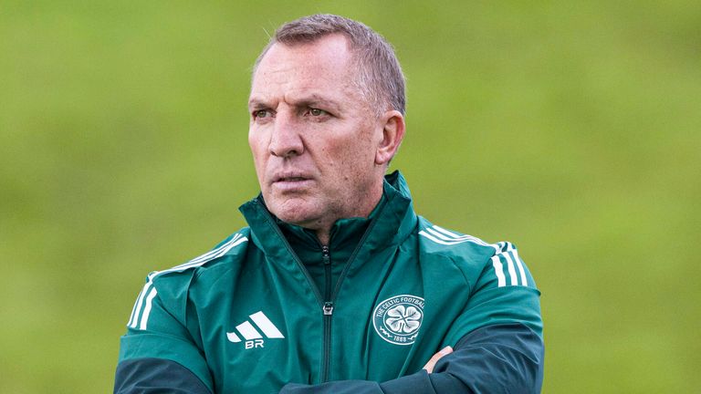 GLASGOW, SCOTLAND - AUGUST 08: Celtic Manager Brendan Rodgers during a Celtic training session at Lennoxtown Training Centre, on August 08, 2025, in Glasgow, Scotland. (Photo by Craig Williamson / SNS Group)