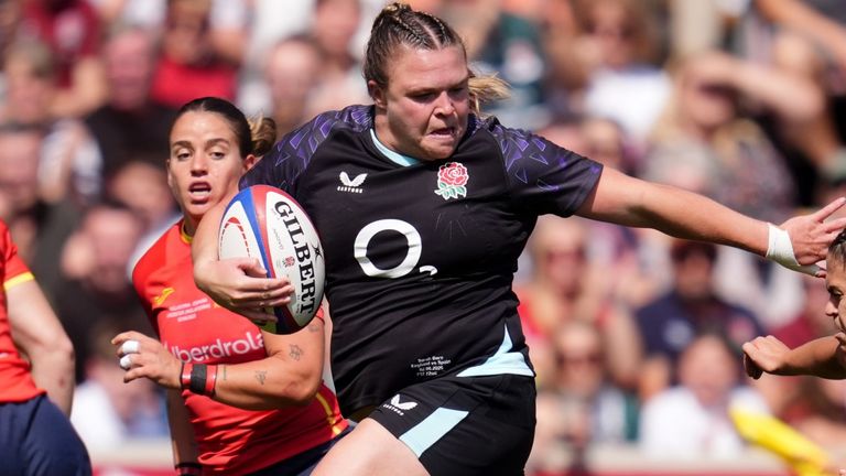 England's Sarah Bern breaks through against Spain in the World Cup warm-up clash