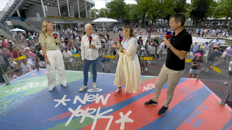 Sky Sports Tennis Team on set during US Open