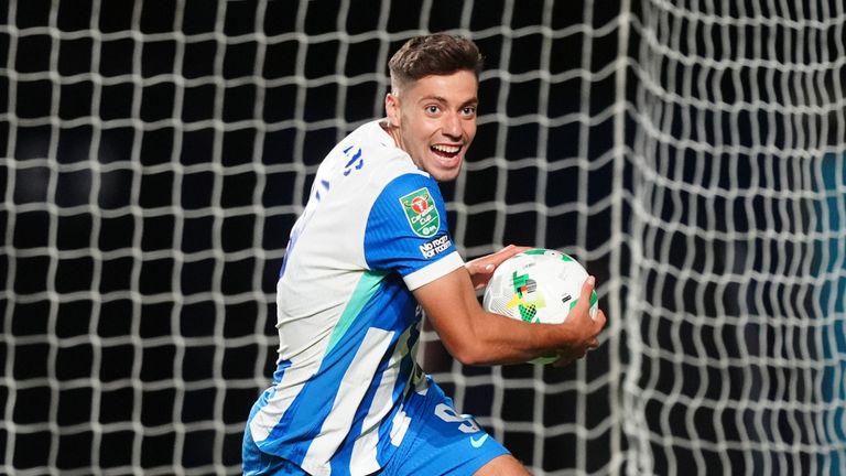 Stefanos Tzimas scored twice for Brighton