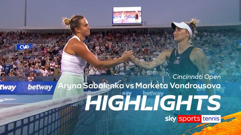 ghlights of the WTA match between Aryna Sabalenka and Marketa Vondrousova at the Cincinnati Open.