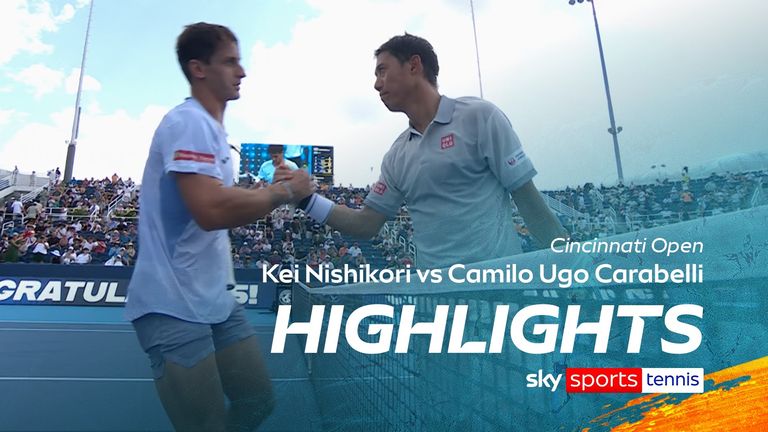 Watch highlights of the ATP match between Kei Nishikori and Camilo Ugo Carabelli at the Cincinnati Masters.