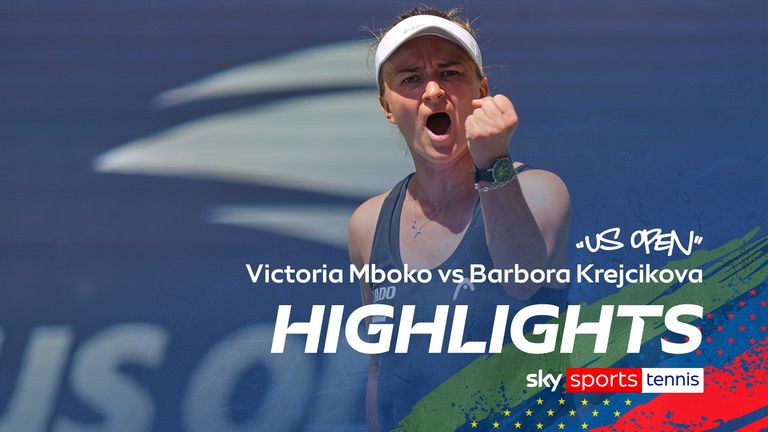 Highlights from the US Open first-round clash between Victoria Mboko and Barbora Krejcikova.