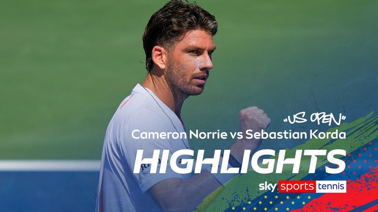 Highlights from the US Open first-round clash between Cameron Norrie and Sebastian Korda.