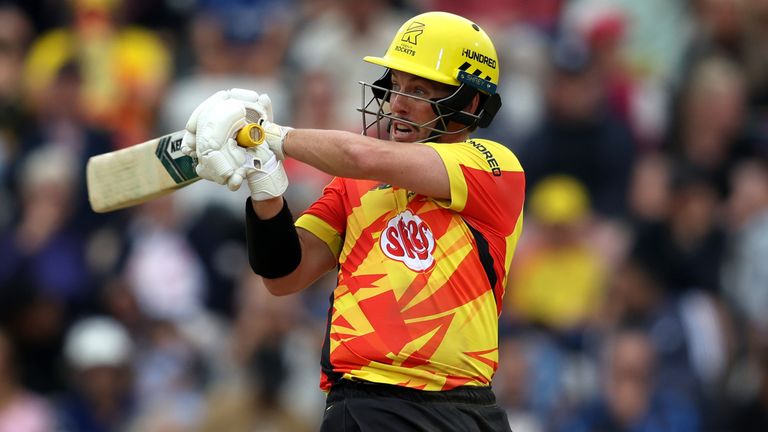 Tom Moores in action for Trent Rockets during The Hundred (Photo by Matt Lewis - ECB/ECB via Getty Images)