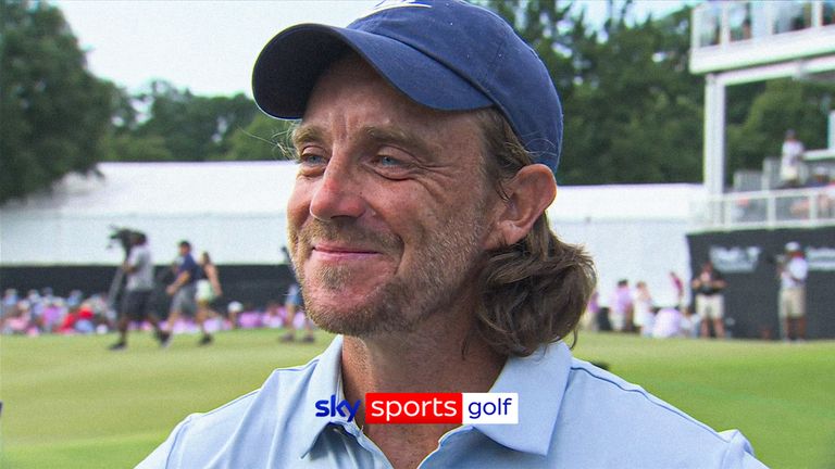 Tommy Fleetwood reacts to victory.