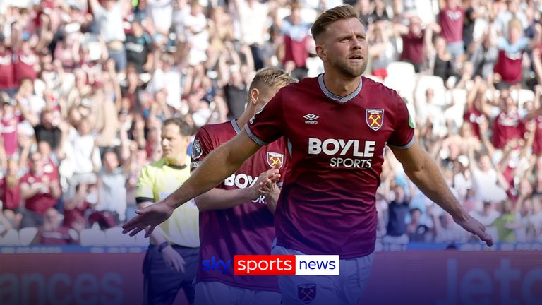 West Ham United's Niclas Fullkrug celebrates scoring his side's first goal during a pre-season friendly match at London Stadium, London. Picture date: Saturday August 9, 2025.