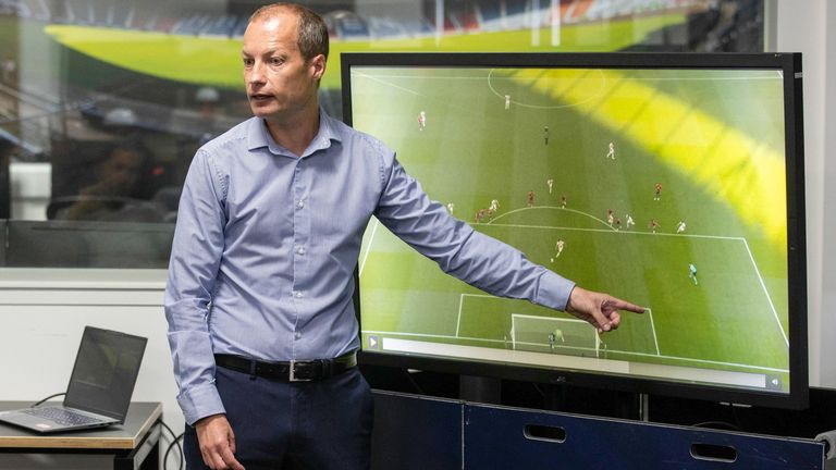 GLASGOW, SCOTLAND - JULY 26: New Head of Refereeing Willie Collum is pictured during a press conference at Clydesdale House, on July 26, 2024, in Glasgow, Scotland.  (Photo by Craig Williamson / SNS Group)
