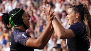 Jess Breach scored England's first try on her 50th international cap