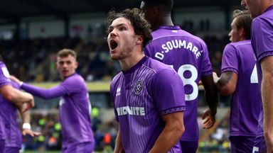 Callum O'Hare of Sheffield United celebrates his goal