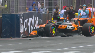 Oscar Pisatri crashed out of qualifying for the Azerbaijan Grand Prix