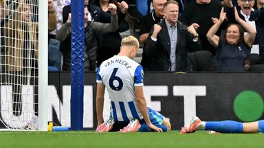 Jan Paul van Hecke deflected into his own net to give Spurs a late leveller at Brighton