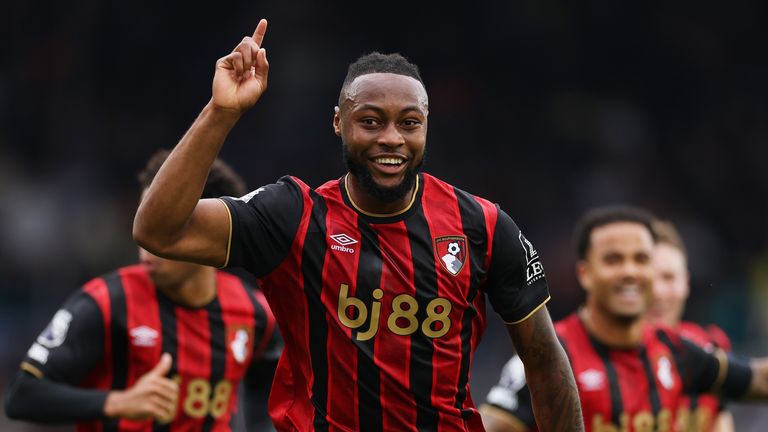 Antoine Semenyo celebrates scoring against Leeds