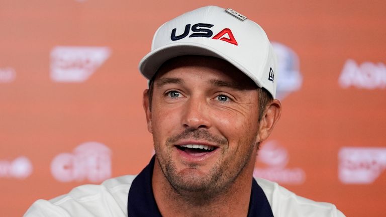 United States' Bryson DeChambeau speaks during a news conference at the Ryder Cup golf 