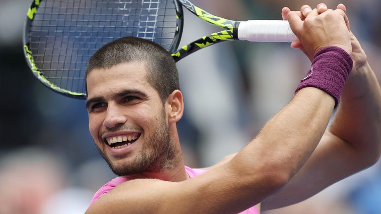 Carlos Alcaraz is through to the US Open men's singles final after a straight-sets win over Novak Djokovic