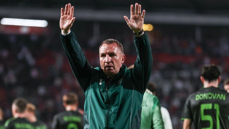 O gerente do Celtic, Brendan Rodgers, ficou satisfeito com um ponto contra a estrela vermelha Belgrado